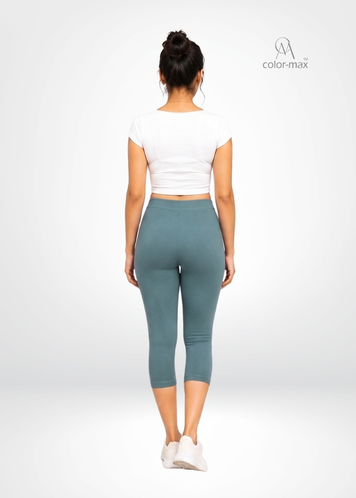 DARK STEEL - Premium Cotton Lycra Capri Leggings - Hover